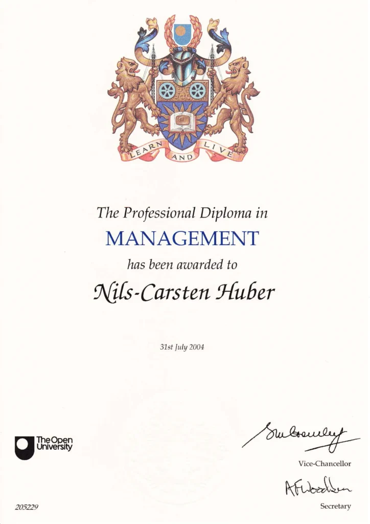 Postgraduate Diploma in Management Award Nils-C. Huber
