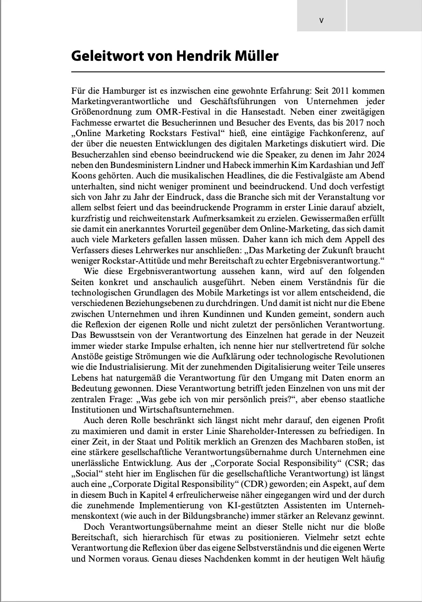 Abbildung der ersten Seite des Geleitwortes von Professor Dr. Hendrik Müller
